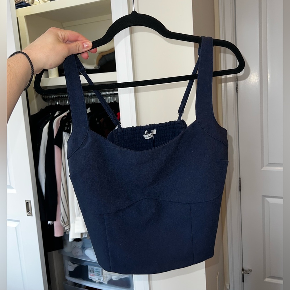 Abercrombie - Cropped Bustier Navy Blue Top